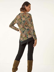 Roman Green Ditsy Floral Print Tunic Top - Image 3 of 5