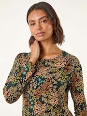 Roman Green Ditsy Floral Print Tunic Top - Image 4 of 5