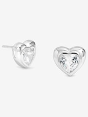 Simply Silver 925 Sterling Silver Cubic Zirconia Centre Heart Stud Earrings - Image 1 of 2