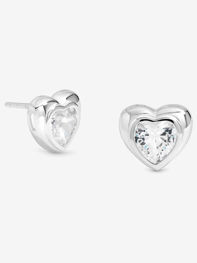 Simply Silver 925 Sterling Silver Cubic Zirconia Centre Heart Stud Earrings - Image 1 of 2 Simply Silver 925 Sterling Silver Cubic Zirconia Centre Heart Stud Earrings - Image 1 of 2