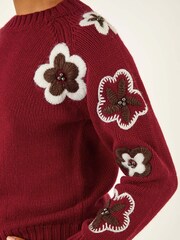 Roman Red Embellished Crew Neck Knit Jumper - Image 5 of 5