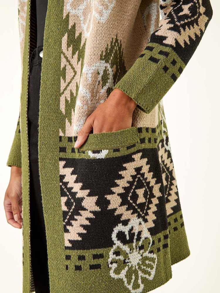Roman Abstract Jacquard Hooded Cardigan - Imagem 5 de 5