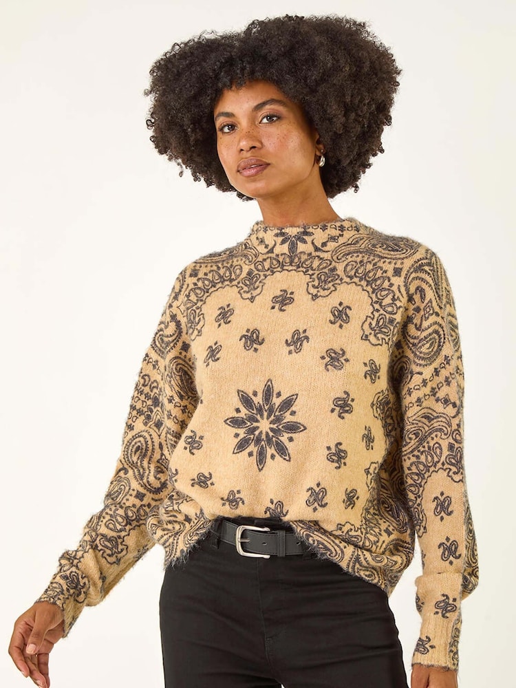 Roman Abstract Floral Knit Jumper - Imagem 1 de 5