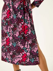 Roman Pink Abstract Buttoned Shirt Midi Dress - Image 5 of 5