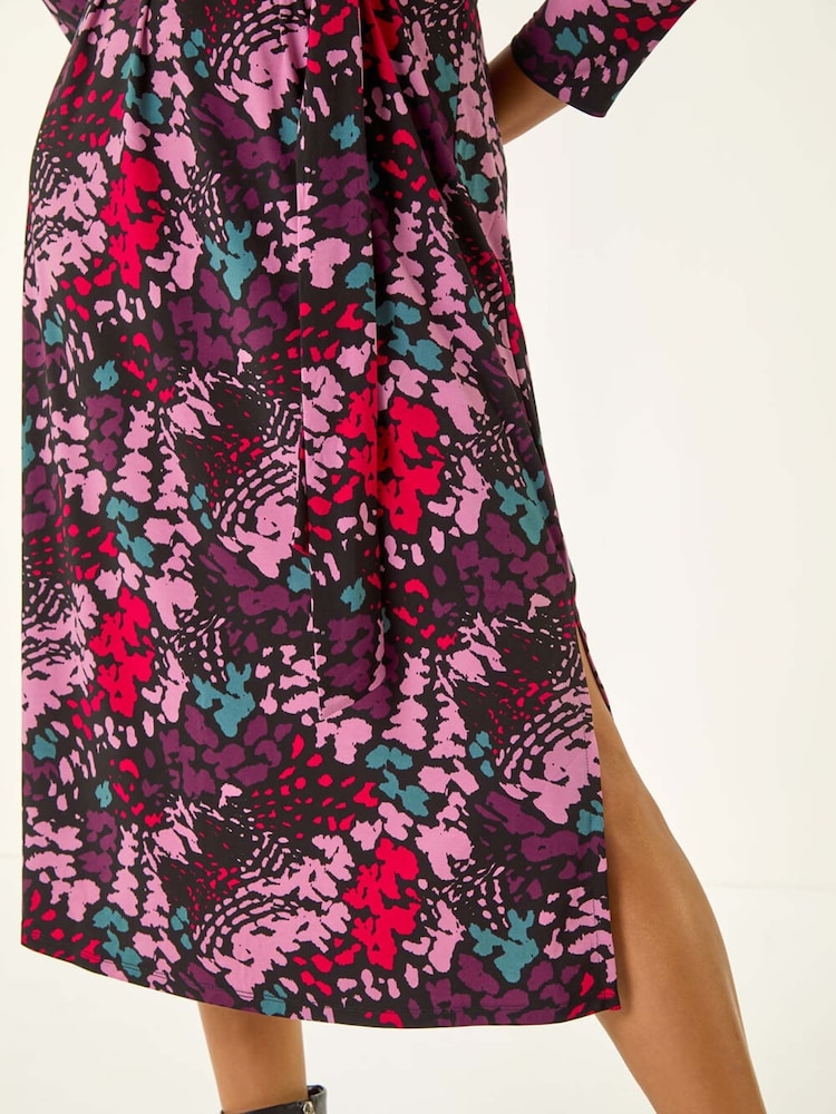 Roman Pink Abstract Buttoned Shirt Midi Dress - Image 5 of 5