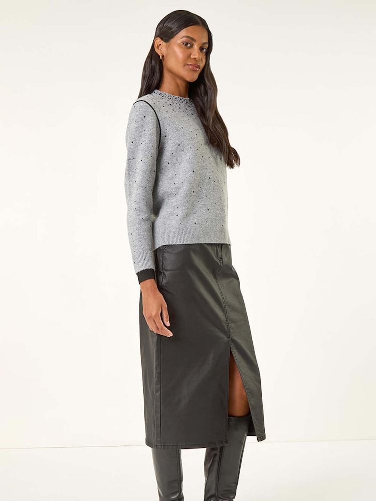 Roman Grey Embellished Knit Jumper - Image 2 of 5