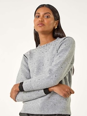 Roman Grey Embellished Knit Jumper - Image 4 of 5