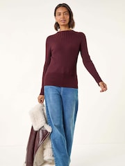Roman Red Ribbed Detail Knitted Jumper - Image 2 of 5