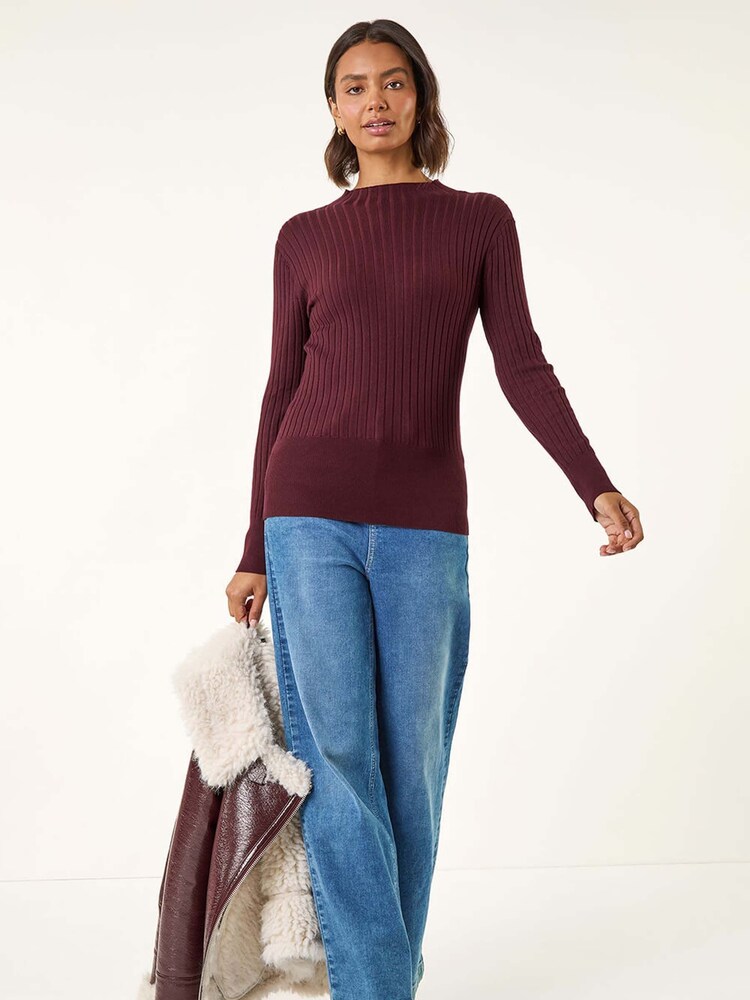 Roman Red Ribbed Detail Knitted Jumper - Image 2 of 5 Roman Red Ribbed Detail Knitted Jumper - Image 2 of 5