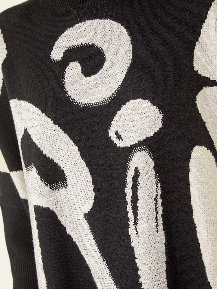 Roman Black Abstract Slogan Knit Jumper - Image 5 of 5