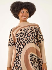 Roman Natural Abstract Leopard Knit Jumper - Image 1 of 5