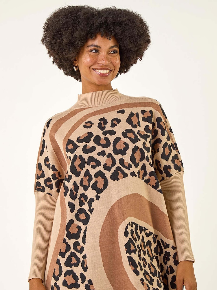 Roman Natural Abstract Leopard Knit Jumper - Image 1 of 5
