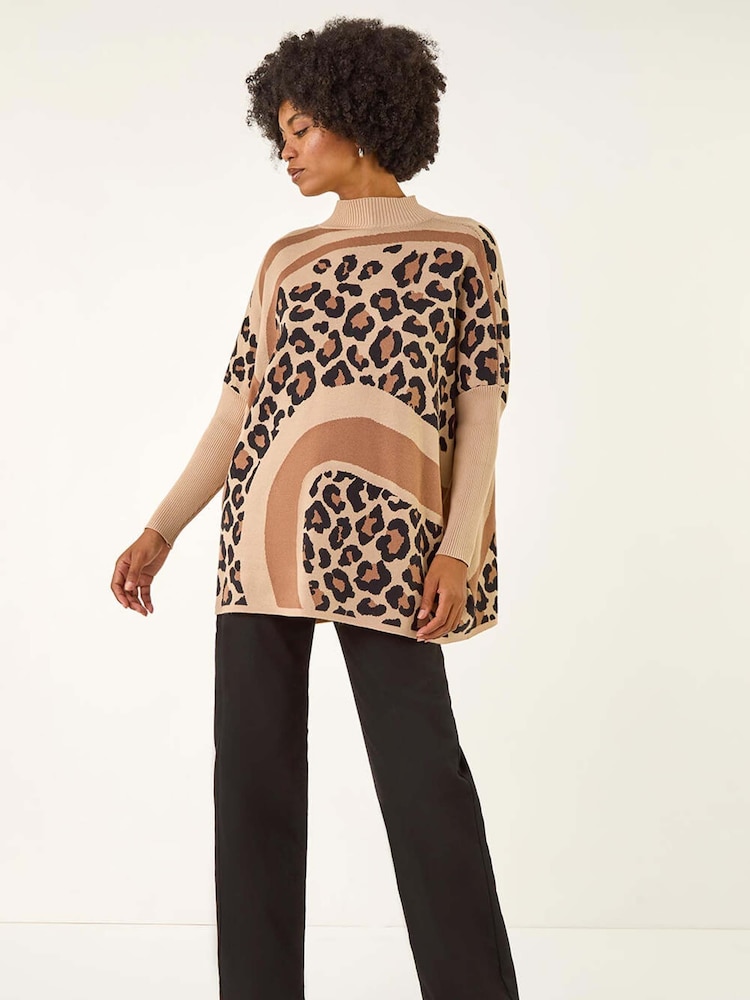 Roman Natural Abstract Leopard Knit Jumper - Image 2 of 5
