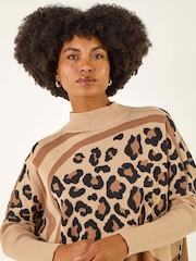 Roman Natural Abstract Leopard Knit Jumper - Image 4 of 5