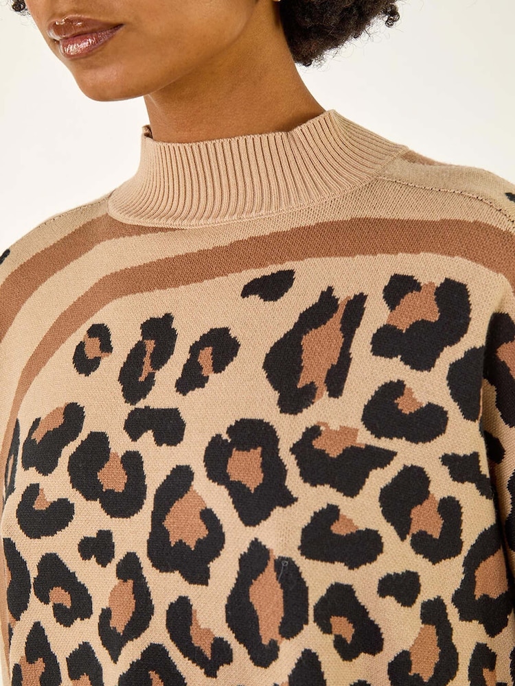 Roman Natural Abstract Leopard Knit Jumper - Image 5 of 5