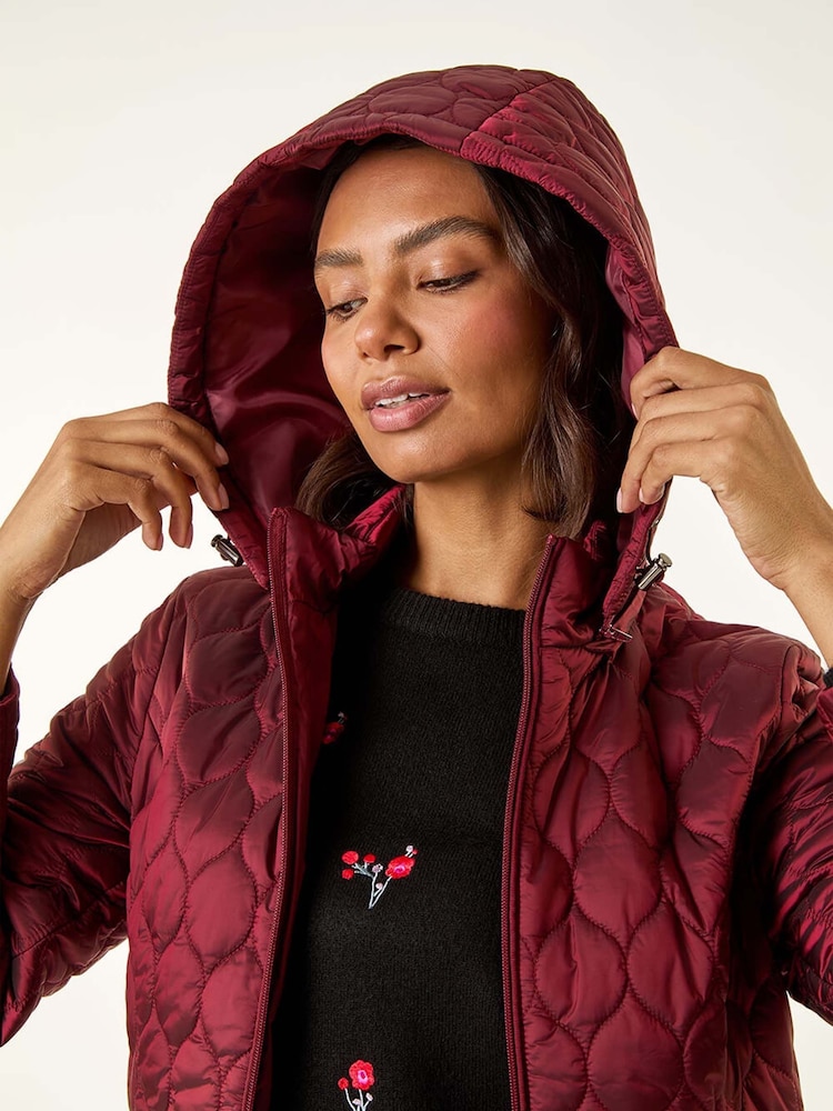 Roman Red Hooded Quilted Puffer Coat - Image 1 of 5 Roman Red Hooded Quilted Puffer Coat - Image 1 of 5