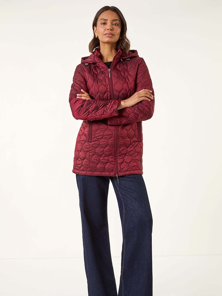 Roman Red Hooded Quilted Puffer Coat - Image 2 of 5 Roman Red Hooded Quilted Puffer Coat - Image 2 of 5