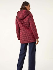 Roman Red Hooded Quilted Puffer Coat - Image 3 of 5