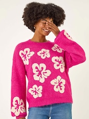 Roman Pink Soft Floral Knit Jumper - Image 2 of 5