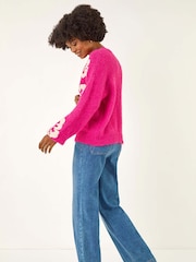 Roman Pink Soft Floral Knit Jumper - Image 3 of 5