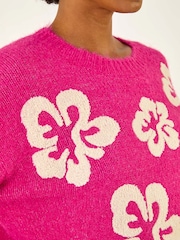 Roman Pink Soft Floral Knit Jumper - Image 5 of 5