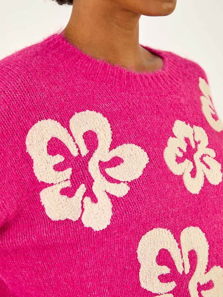 Roman Pink Soft Floral Knit Jumper - Image 5 of 5 Roman Pink Soft Floral Knit Jumper - Image 5 of 5