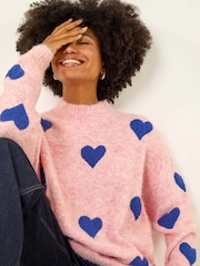 Blusa Romana de Tricô com Corações Espalhados - Imagem 2 de 5