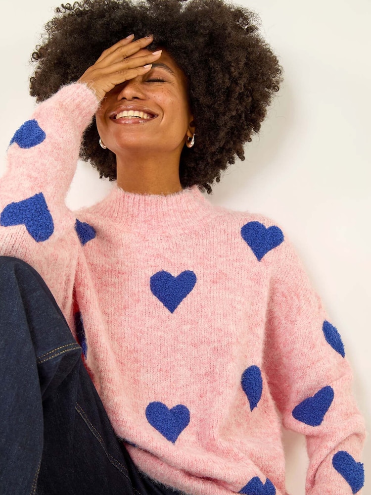 Blusa Romana de Tricô com Corações Espalhados - Imagem 2 de 5