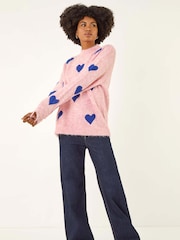 Blusa Romana de Tricô com Corações Espalhados - Imagem 3 de 5