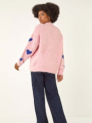 Blusa Romana de Tricô com Corações Espalhados - Imagem 4 de 5