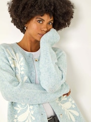 Roman Blue Floral Buttoned Knit Cardigan - Image 1 of 5