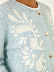 Roman Blue Floral Buttoned Knit Cardigan - Image 5 of 5