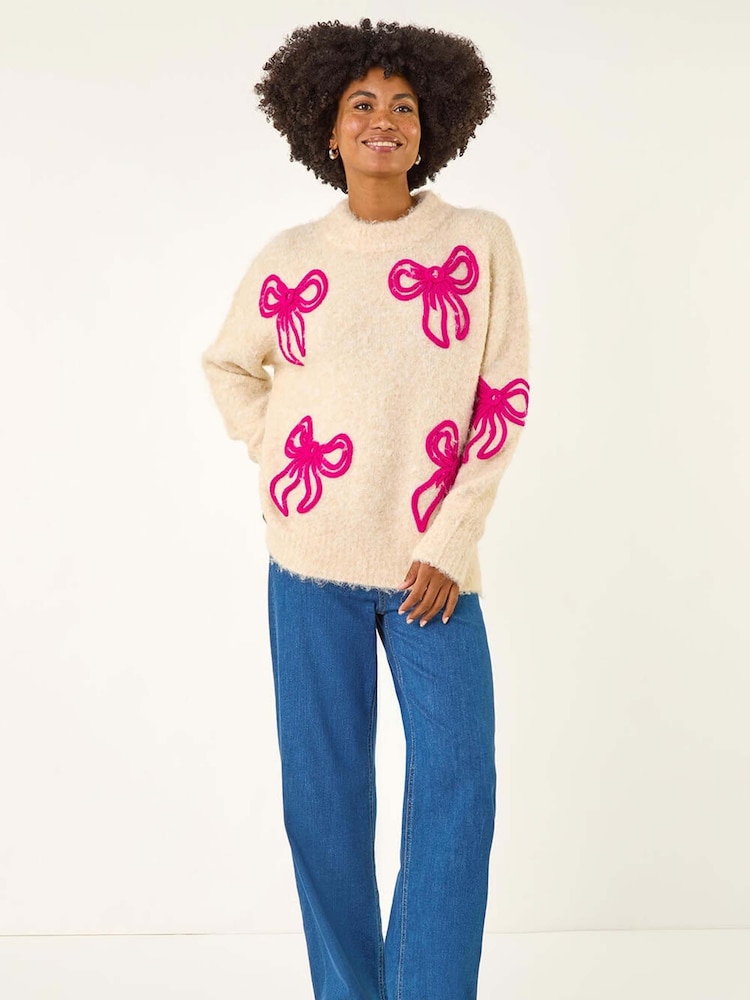 Roman White Soft Bow Knit Jumper - Image 2 of 5 Roman White Soft Bow Knit Jumper - Image 2 of 5