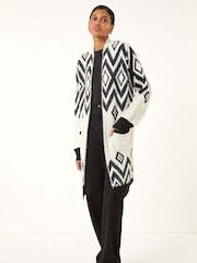 Roman Black Argyle Longline Knit Cardigan - Image 2 of 5
