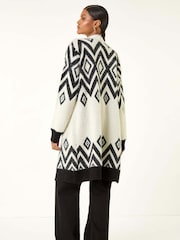 Roman Black Argyle Longline Knit Cardigan - Image 3 of 5