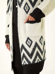 Roman Black Argyle Longline Knit Cardigan - Image 5 of 5