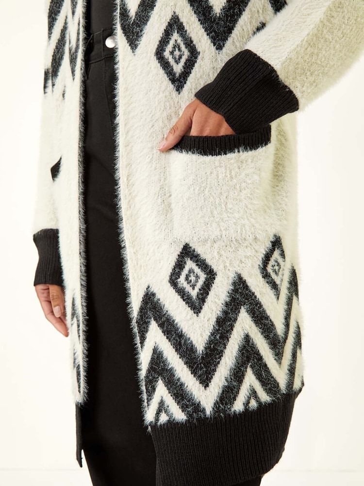 Roman Black Argyle Longline Knit Cardigan - Image 5 of 5