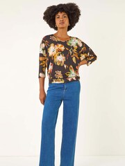 Roman Floral Bubble Hem Stretch Top - Slika 2 iz 5