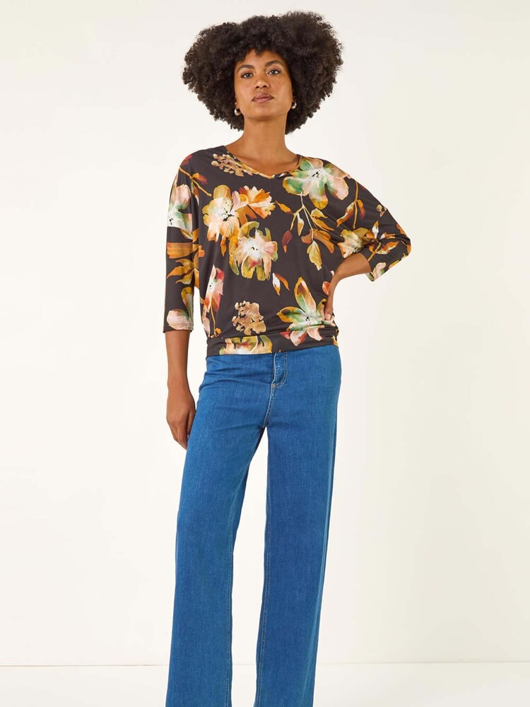 Roman Floral Bubble Hem Stretch Top - Slika 2 iz 5