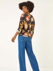 Roman Floral Bubble Hem Stretch Top - Slika 3 iz 5