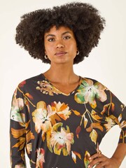 Roman Floral Bubble Hem Stretch Top - Slika 4 iz 5