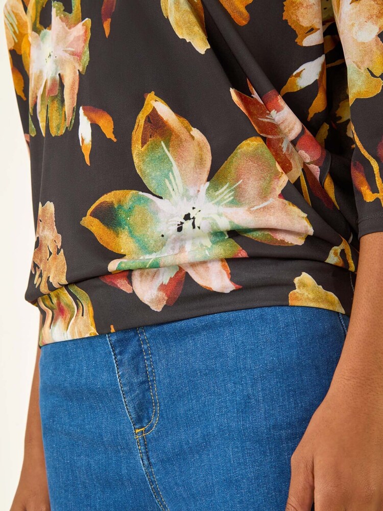 Roman Floral Bubble Hem Stretch Top - Slika 5 iz 5