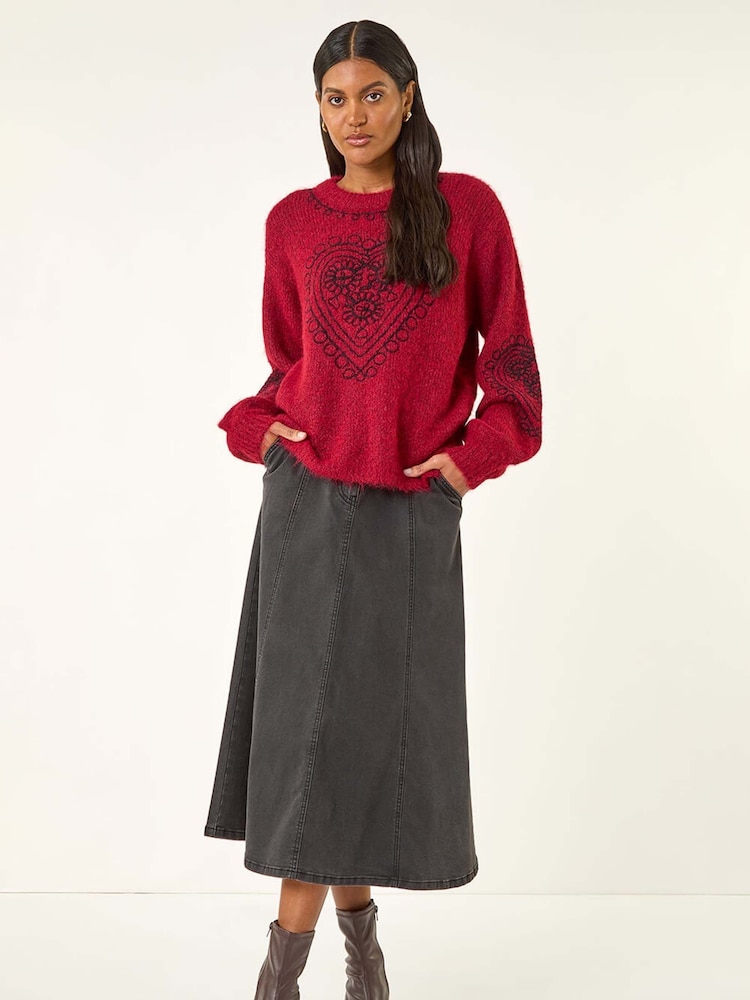 Roman Red Heart Embroidered Knit Jumper - Image 2 of 5 Roman Red Heart Embroidered Knit Jumper - Image 2 of 5