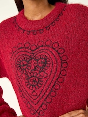 Roman Red Heart Embroidered Knit Jumper - Image 5 of 5