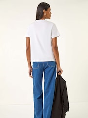 Roman Diamante Hotfix Bow T-Shirt - Imagem 3 de 5