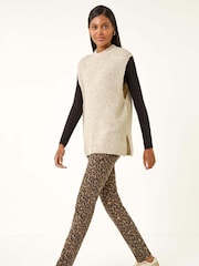 Roman Brown Animal Print Stretch Denim Leggings - Image 2 of 5