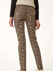 Roman Brown Animal Print Stretch Denim Leggings - Image 3 of 5
