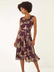 Roman Metallic Jacquard Cowl Neck Midi Dress - Imagem 3 de 5