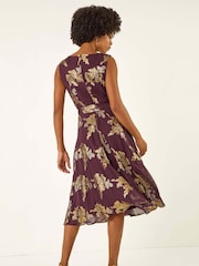 Roman Metallic Jacquard Cowl Neck Midi Dress - Imagem 4 de 5