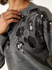 Roman Grey Floral Sequin Knit Jumper - Image 5 of 5